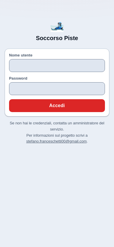 Schermata di accesso dell'app, con i campi nome utente e password